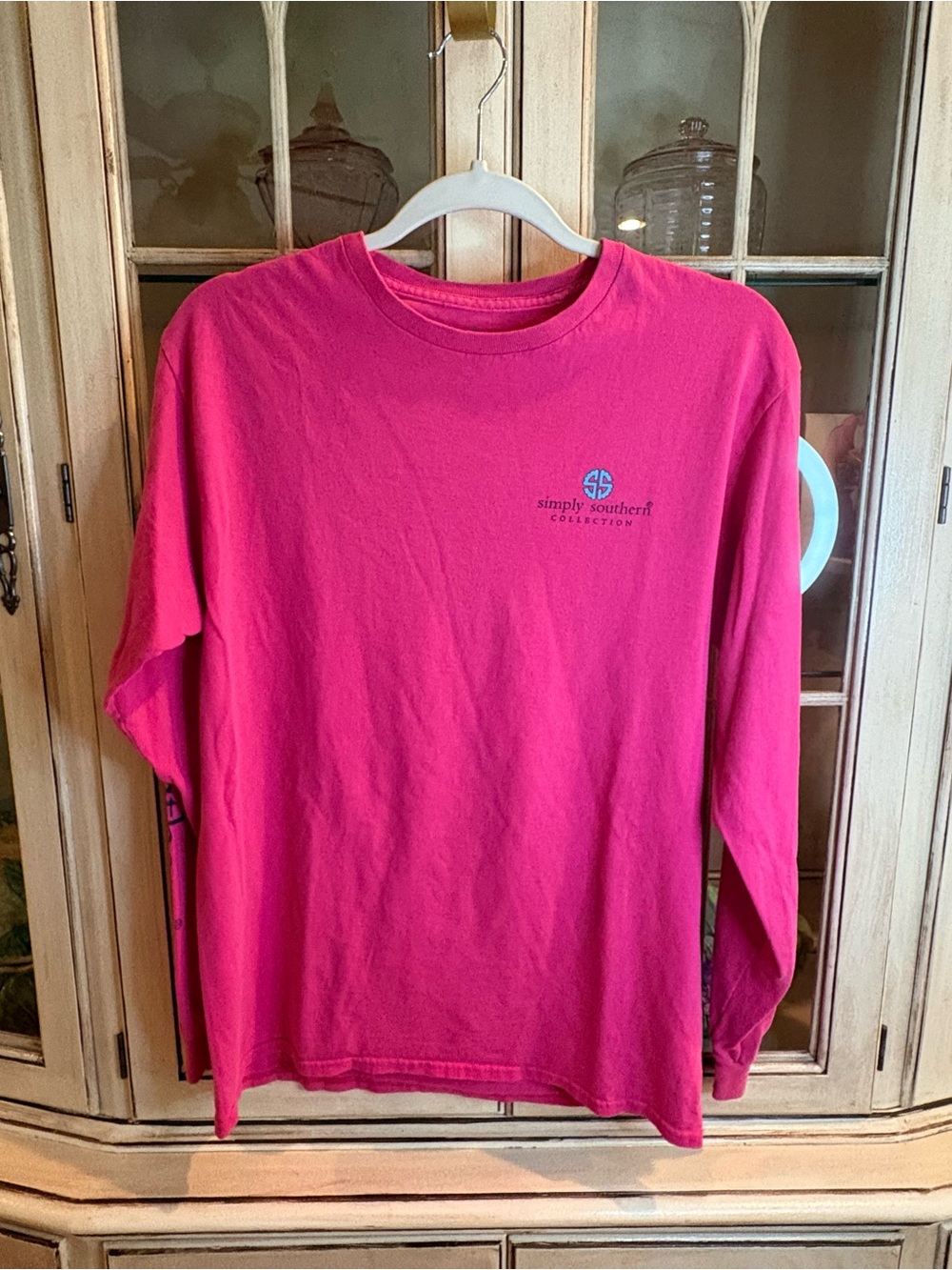 Simply Southern Long Sleeve Shirt in Bright Pink with Beach Motif